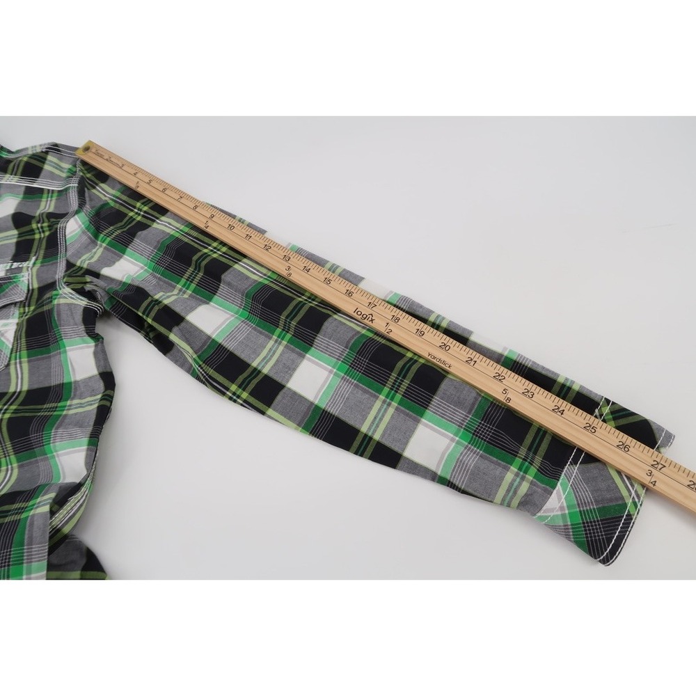 Rock Revival Button Down Shirt Mens Large Green Plaid Contrast Stitch BLE002 - Picture 9 of 11